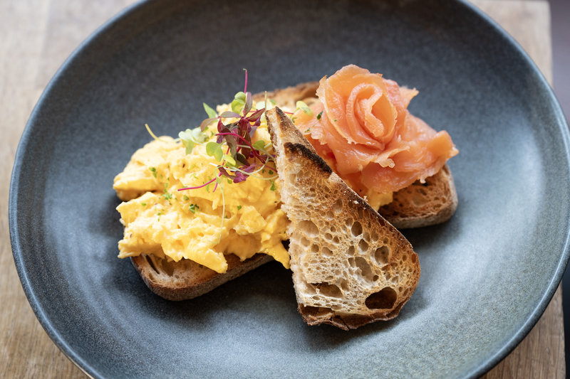 Breakfast at The Nook - Eggs Benedict with bacon