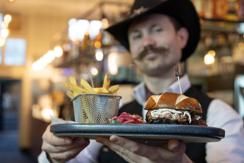 Interior of The Nook with food and drinks